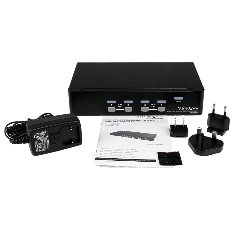 StarTech SV431DUSBU 4 Port 1U Rackmount USB KVM Switch with OSD